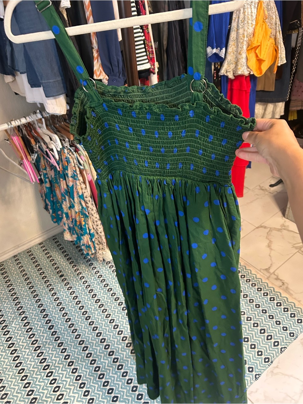 Anthropologie Pinnacle by Shruti Sancheti green blue Midi Dress with pockets - Picture 6 of 6
